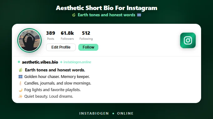 Aesthetic Short Bio For Instagram